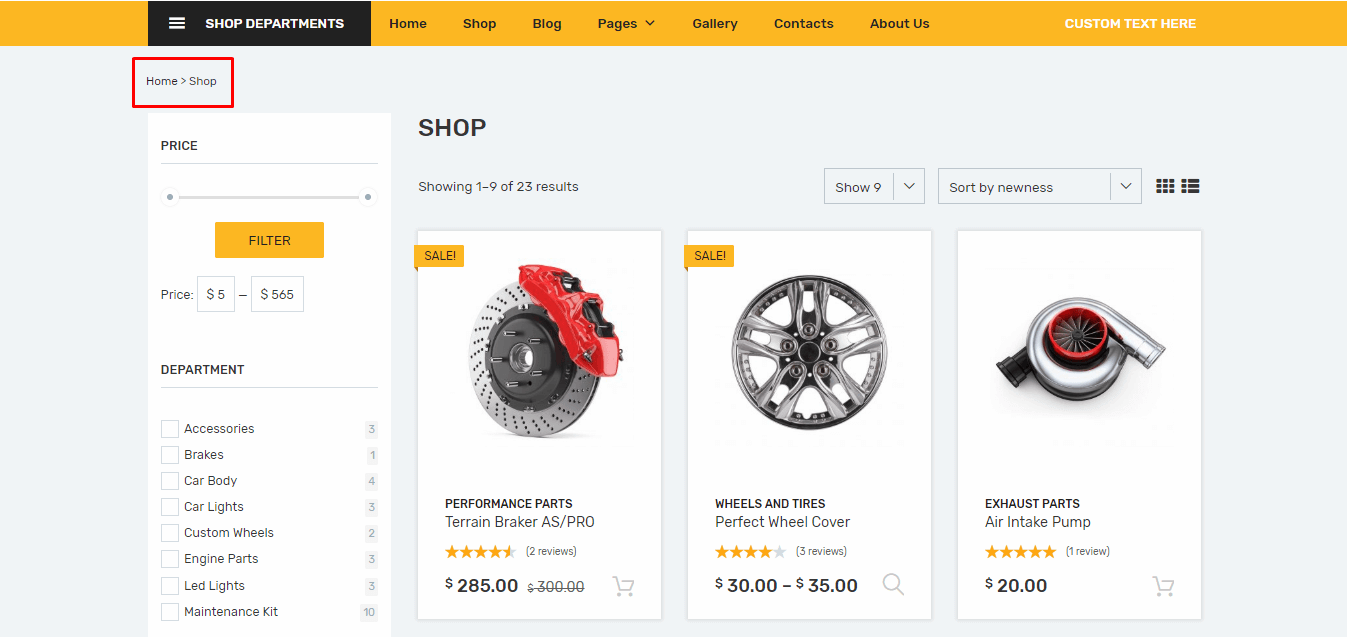 Chromium shop page