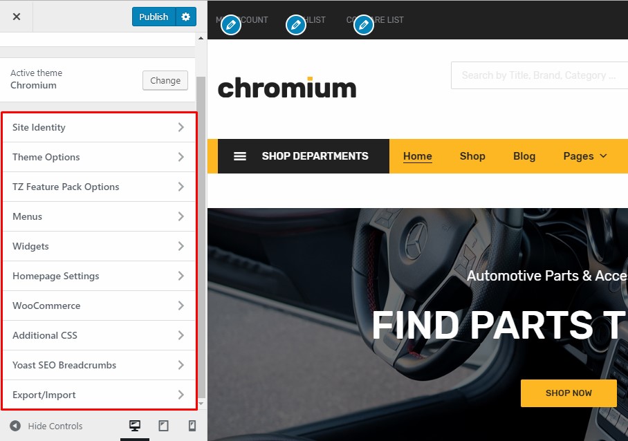 Chromium Theme Options