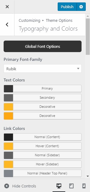 Global font settings