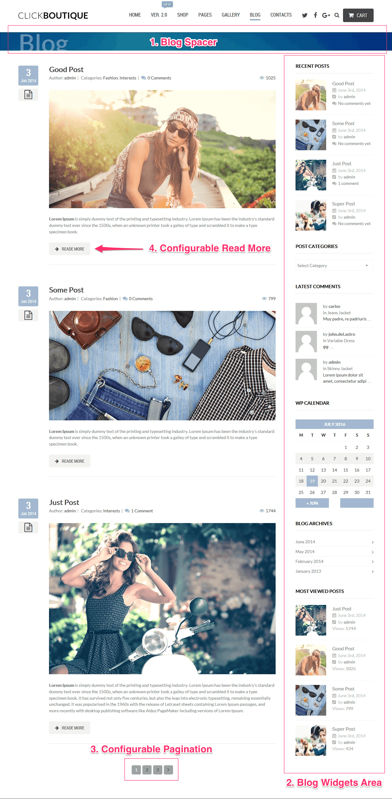 ClickBoutique Theme Blog Page