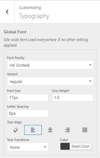 Global font settings