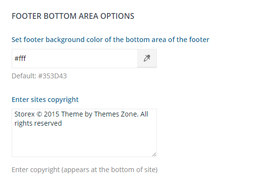 Footer Bottom Area Options