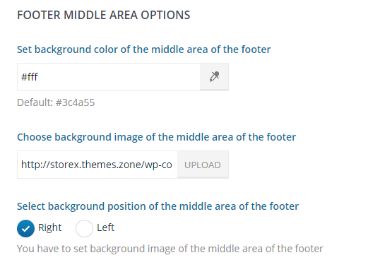 Middle Footer Area Options