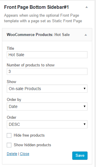 Hot Sale Products Widget